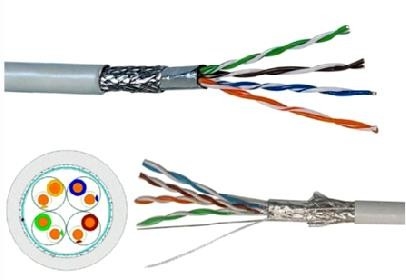 White SFTP 4pr 24awg Cat5e SFTP LAN CABLE LSZH Jacket 1000ft For Military Hospital